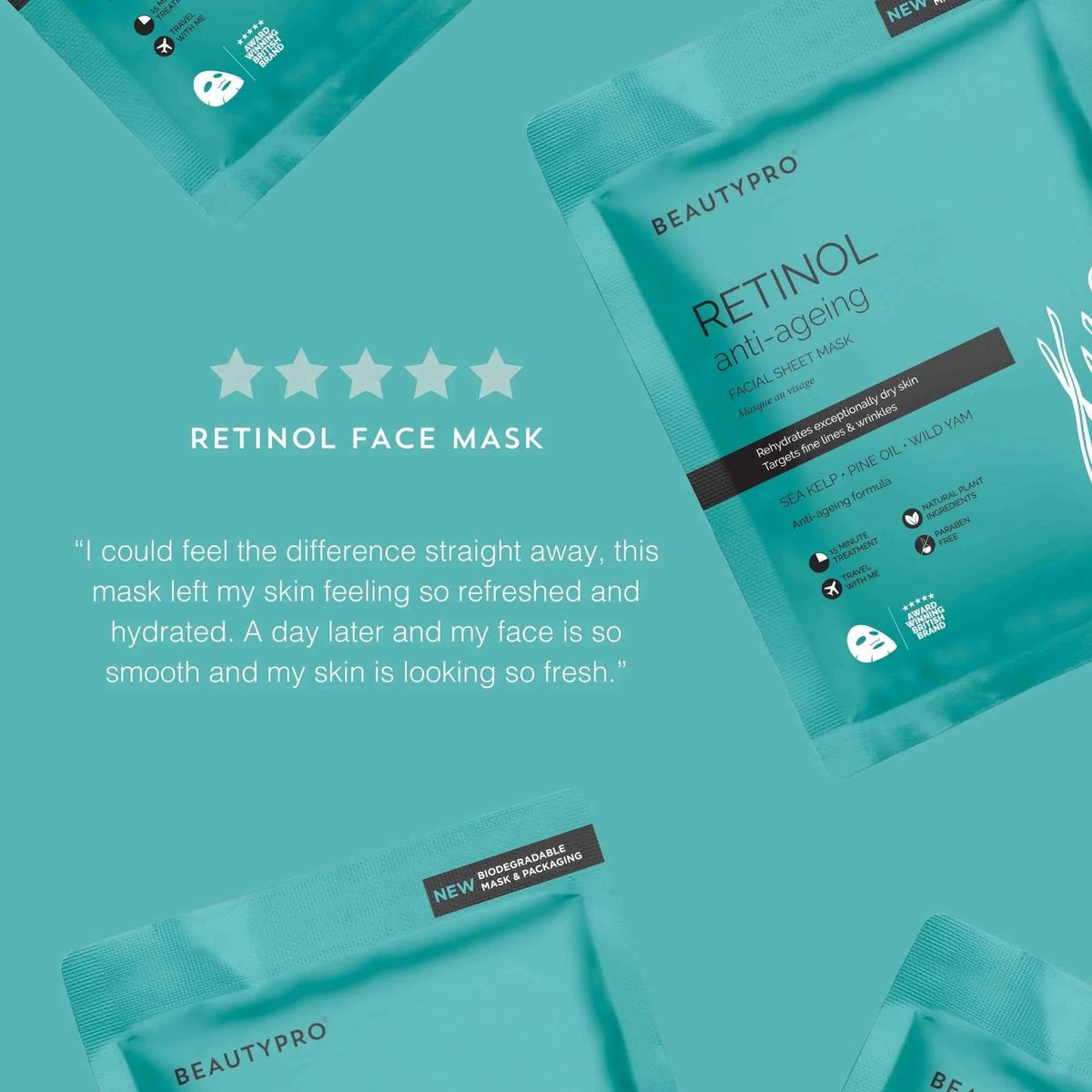 RETINOL Anti-Ageing Facial Sheet Mask - 100% Biodegradable