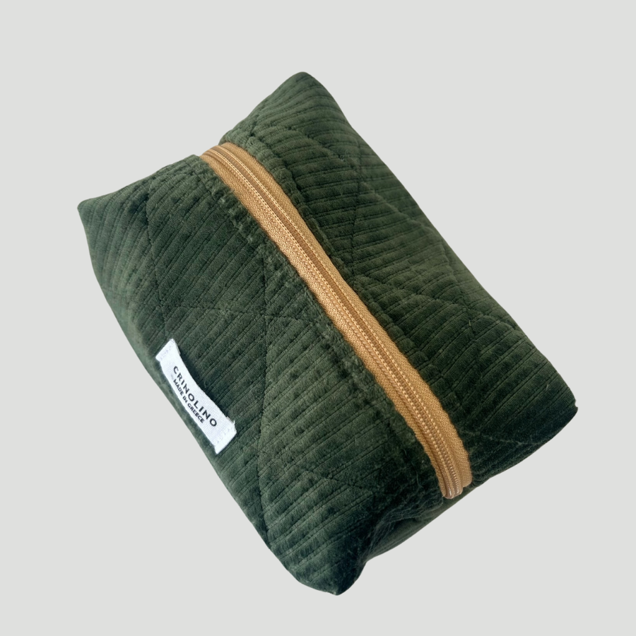 Green Velvet Classic makeup bag