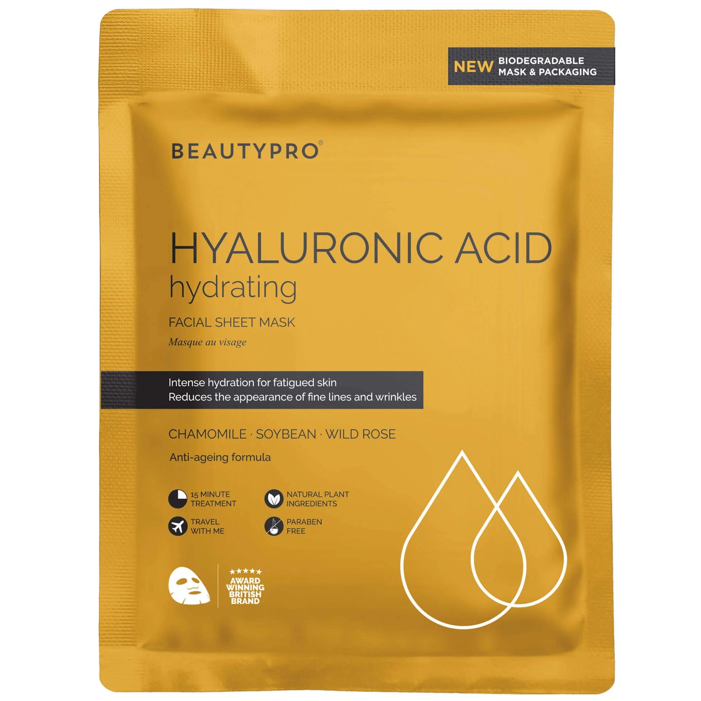 HYALURONIC ACID Hydrating Facial Sheet Mask - 100% Biodegradable